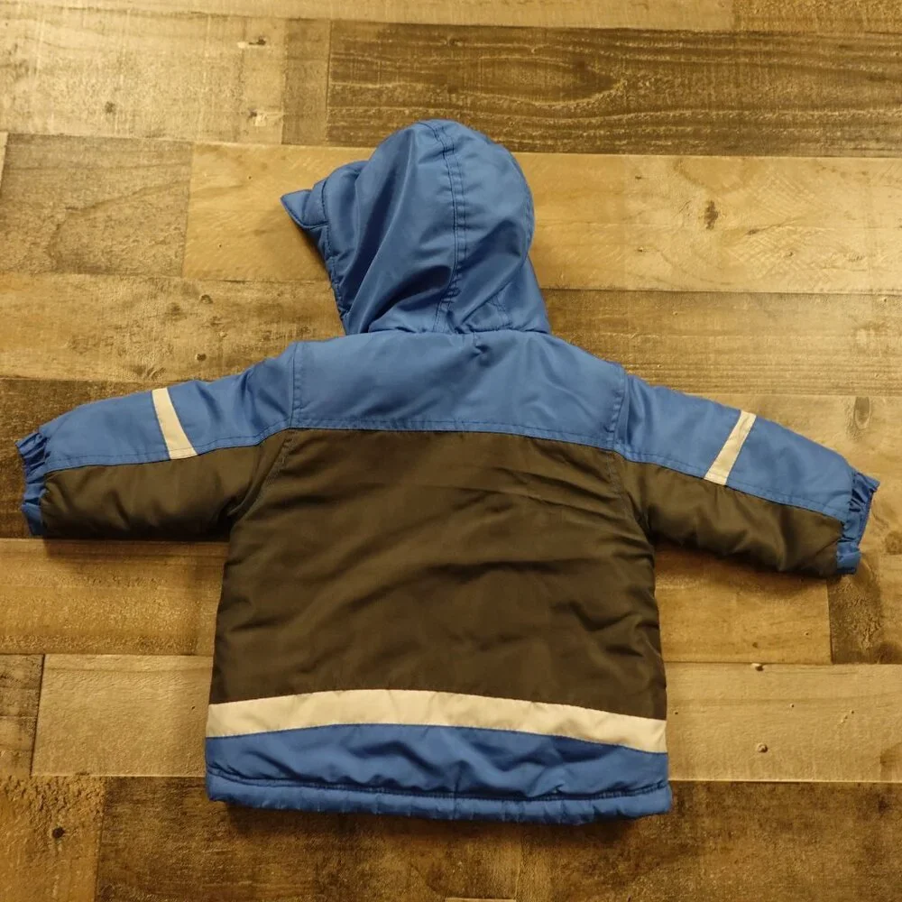 OshKosh B’gosh Colorblock‎ Winter Jacket Boys’ 18M Blue Gray Hooded Fleece Lined
